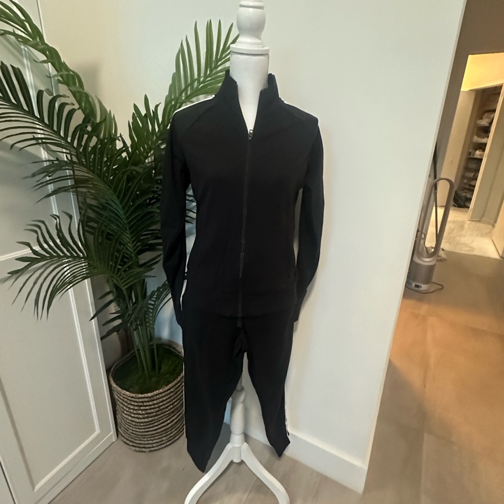 Athleta Black Zip-Up Jacket and Pants Set